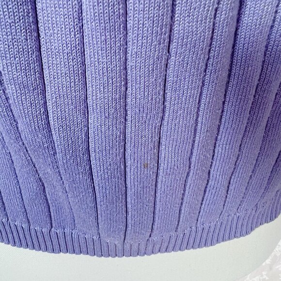 y2k Vintage Silk Norm Thompson Purple Ribbed Turtleneck Tank Top Mod Size M - Picture 7 of 8